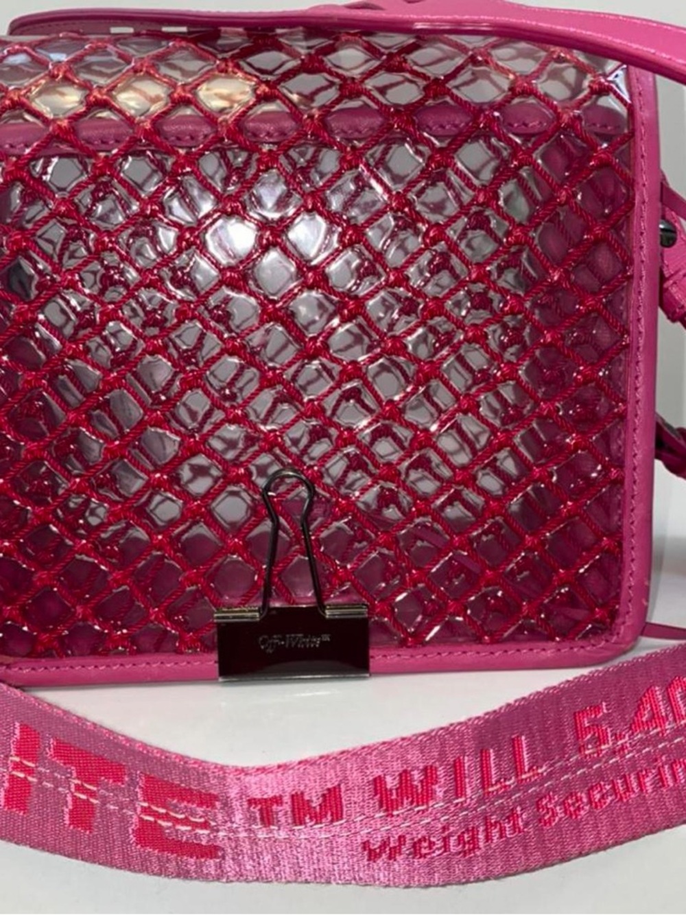 Off-White Pink Lattice Crossbody Bag